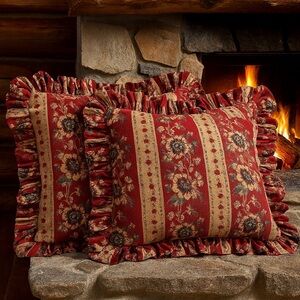 Vintage 90s Ralph Lauren European Square Ruffle Decorative Throw Pillow Shams 2